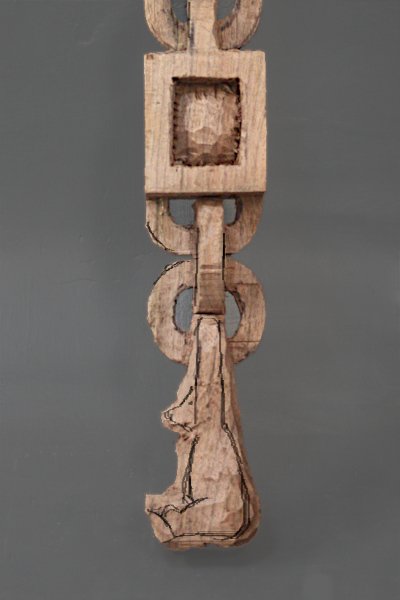 Roughed Out Lower Components of Chain 
		With Centers Carved Out