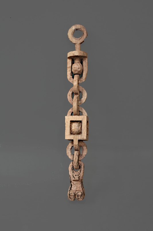 Roughed Out Components of Chain 
		With Centers Carved Out