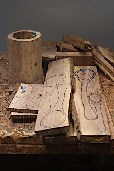 Blue section on the workbench.