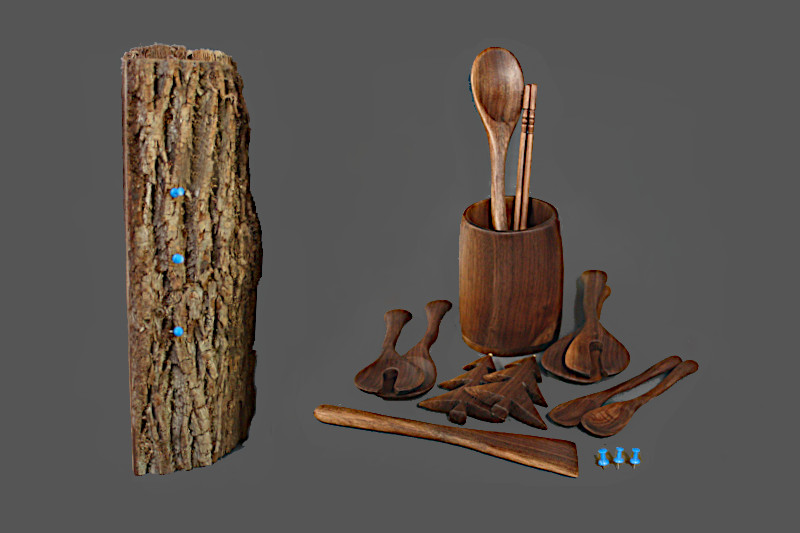 Various Carvings from the red section of walnut log